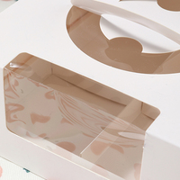 Boîtes à cupcakes en carton pour pâtisserie en vrac Boîte d'emballage pliable à 4 trous en papier pour cupcake et beignet avec fenêtre transparente