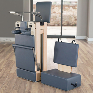 Reformeur de <span class=keywords><strong>Pilates</strong></span> pliable en érable avec cadre à déverrouillage rapide et système de glisse douce, idéal pour un mouvement fluide et un gain de place - Product Image 1