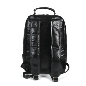Men's Genuine Leather <b>Backpack</b> Large Capacity 36-55L Solid Color <b>Black</b> Casual Outdoor Travel <b>Backpack</b> With Interior Zipper - Product Image 4