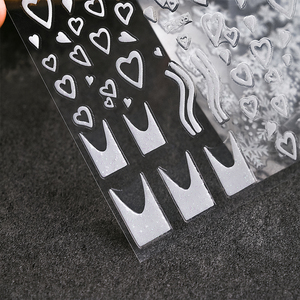 Adesivi 3D con motivo a forma di cuore bianco e francese adesivo per unghie con fiocchi di neve di natale per decorazioni per Nail Art di San Valentino - Product Image 5