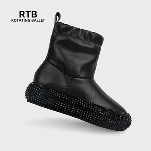 Hot-bán Dài Da Bò tuyết khởi động cho phụ nữ với đế cao su màu đen chống trượt và dày - Product Image 5