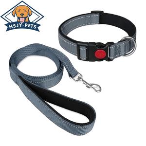 낮은 MOQ 럭셔리 소프트 조절 패딩 나일론 개 가죽 끈 칼라 세트 맞춤 애완 동물 액세서리 강한 반사 간단한 스타일 저렴한 가격 - Product Image 3