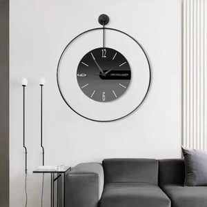 Modern Minimalist Wall Clock Circle Black <b>Frame</b> Electric Decorative Art For Living Room Entryway - Product Image 1