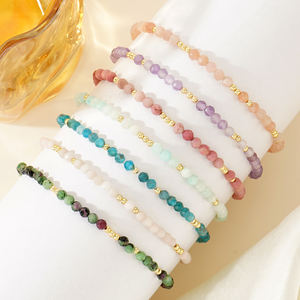 Go2boho Brazaletes Elásticos de Piedra Semipreciosa Joyería de Moda con Piedras Naturales Coloridas Delicadas Pulseras de Cuentas de Gema para Mujer - Product Image 1