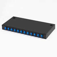 Rak Distribusi FTTH 19 Inci 1U yang Dipasang di Rak, Panel Patch Fiber Optik Tipe Tetap 12-Port, Peralatan Telekomunikasi Utama