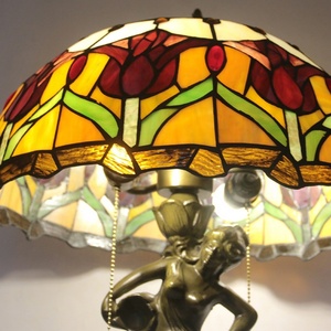 Lampe de bureau LongHuiJing 16 pouces à LED avec abat-jour en verre teinté, fleur de tulipe méditerranéenne flexible, en verre fait main, en résine sirène - Product Image 4