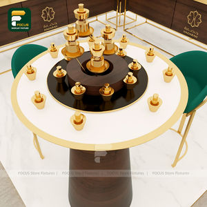 Mostrador de exhibición de Perfume de oro de lujo Gabinete de escaparate Estante de botella de fragancia Diseño de accesorios de tienda minorista - Product Image 3