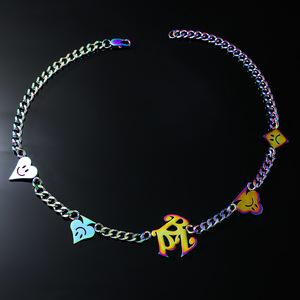 Trendy titanium steel playing cards <strong>hearts</strong> and spades <strong>emoji</strong> necklace men's hip hop colorful pendant necklace - Product Image 2