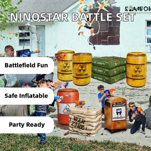 Paquete NINOSTAR de 8 Inflables de Combate para Niños de 8 a 13 Años (Plástico) - 6 Cañones + 1 Saco de Arena + 1 Caja Militar + Láser Tag - Product Image 2