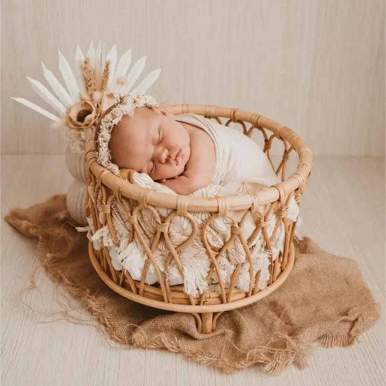 Eco-friendy Product For Baby Rattan Round Prop, And Wicker, Rattan High Quality Boho-Chic