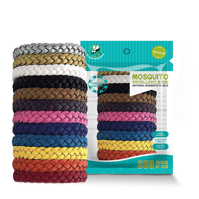 12-Pack Adjustable Leather Bracelet Essential Oil Pest Repeller Solid Mosquito Repellent