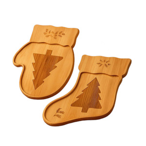 Wooden Christmas Stocking <b>Tray</b> Solid Wood Holiday Serving Plate For Decor Or Party Snacks - Product Image 5