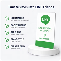 Carte NFC LINE avec puce NTAG215, appuyez pour ajouter un compte LINE officiel ou un ami, carte de visite NFC personnalisée en PVC, OEM ODM