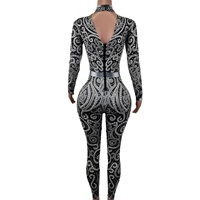 Mode diamant perles body fête bal barboteuses Rave Festival porter spectacle danseur Costume femmes strass moulante combinaisons