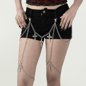 Catena del corpo europeo americano gotico da donna ciondolo a croce stile Halloween stile scuro catena del <span class=keywords><strong>ventre</strong></span> personalizzato in lega pietra naturale - Product Image 4