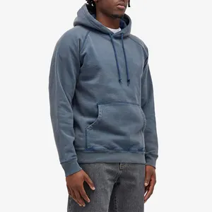 OEM custom city street soft cotton faded effect printed washed fade hoodie for men