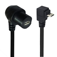 Kostenlose Probe Wasserdichtes 90-Grad-USB-2.0-Verlängerungskabel mit Micro-Stecker auf Micro-Buchse für Panelmontage