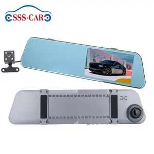 Junsun — caméra de tableau de bord intelligente, 4.5 pouces, Full Hd, 1080P, Double objectif, avant et arrière, à 2 canaux, enregistrement DVR, rétroviseur