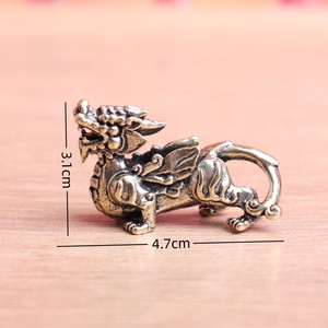 Figurines miniatures <span class=keywords><strong>en</strong></span> cuivre de bestioles mythiques chinoises Pixiu, ornements <span class=keywords><strong>en</strong></span> laiton, animaux porte-bonheur Qi <span class=keywords><strong>Lin</strong></span>, décorations de bureau - Product Image 2