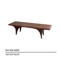 Table basse en bois massif de style Wabi-Sabi, finition noyer, design moderne pour salon, meubles de maison