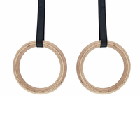Juego de Anillas de Gimnasia Ajustables de Madera, Antideslizantes, para Ejercicios de Dominadas, Anillas Portátiles para Entrenamiento Físico con Correas de Mosquetón