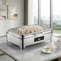 Ensemble de réchauds électriques en acier inoxydable 304 de 9 L avec contrôle manuel de la température 85-100°C pour la restauration professionnelle et les banquets