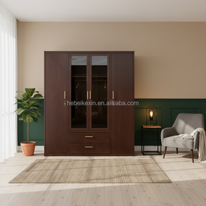 Armoire moderne en acier mince avec étagères de rangement internes, armoire à vêtements en métal pour petit espace de vie en condo - Product Image 3