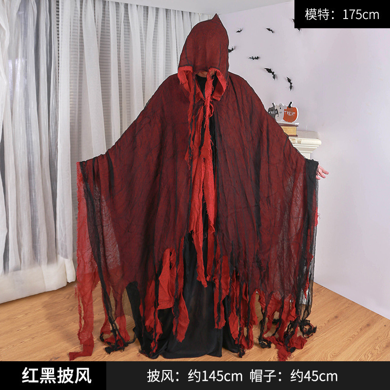 Ragged cloak, red and black gauze