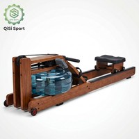 Rameur à eau en bois avec résistance réelle à l'eau, pliable, pour la maison, entraînement de 6 muscles, écran LCD