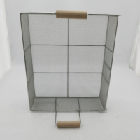 Panier rectangulaire en treillis métallique d'acier inoxydable pour cuisine et salle de bain, avec poignées en bois, durable, de haute qualité, outils robustes et compétitifs