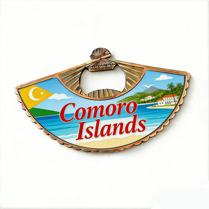 Souvenir touristique <span class=keywords><strong>des</strong></span> îles <span class=keywords><strong>Comores</strong></span>, aimant de réfrigérateur personnalisé en forme d'éventail en alliage de zinc - Product Image 2