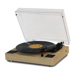 Transmission par courroie de lecteur de <span class=keywords><strong>gramaphone</strong></span> à dents bleues en bois classique et plateau tournant 33 1/3, 45, 78 tr/min avec lecteur de plateau tournant Lp à arrêt automatique - Product Image 1