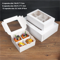 Boîte d'emballage transparente pour cupcakes et desserts avec 4/6/12 compartiments, impression offset, facile à ouvrir, blanche
