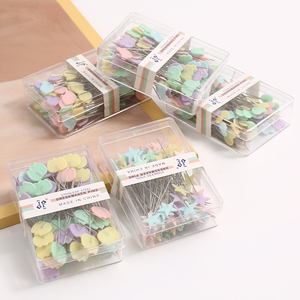 Accessoires de vêtement JC Broche en acier à tête en plastique Diverses formes de goupilles droites à tête <span class=keywords><strong>plate</strong></span> à coudre colorées - Product Image 4