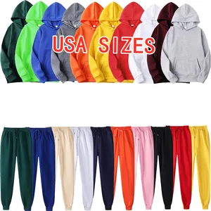Wholesales Sublimation Us Size 100% polyester hoodies custom logo men women kids oversized sweat pants and hoodie set