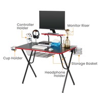 Escritorio de Juegos Rectangular al por Mayor con Soporte para Monitor y Organizadores de Accesorios, Mesa de Juegos para Computadora de Alta Resistencia