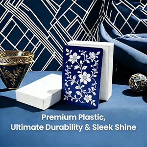 Cartes en plastique imperméables bleu roi PVC, jeu de cartes de mahjong, coffret cadeau, voyages, soirées, divertissement - Product Image 5