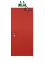 Porte de sécurité coupe-feu en acier, finition moderne, porte d'entrée à pousser et à tirer pour bâtiments commerciaux et résidentiels