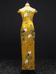 Vestido Qipao Amarillo de Estilo Tradicional Chino, Traje Largo para Actuación Anual, Disfraz Retro para Coro de Adultos, <span class=keywords><strong>Cheongsam</strong></span> para Mujer - Product Image 3