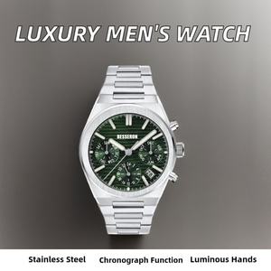 Montre-bracelet de luxe pour homme à quartz chronographe, cadran lumineux personnalisé de 42 mm, boîtier de 10 mm, bracelet en caoutchouc, style affaires, mode et sport, aiguilles de cadran - Product Image 3
