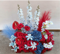 Guirlande de fleurs artificielles bleues et rouges de style coréen pour mariage, allée centrale, toile de fond et décoration de table de fiançailles