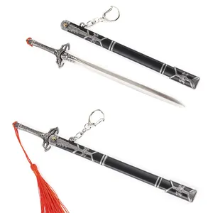 Gantungan kunci pedang logam paduan gantungan kunci model pedang meta kustom souvenir yang tidak ditemukan