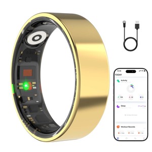 2026 New R02 Health Finger Fitness Tracker Heart Rate Blood Oxygen Monitor IP68 Waterproof Charging <b>Box</b> Smart Ring APP Control T - Product Image 1