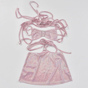 King Mcgreen Star 90S Rave tenues paillettes deux pièces ensemble à lacets paillettes dos nu licou hauts Mini jupe Y2K Clubwear Chic costumes - Product Image 5