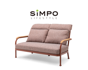 SIMPOLIFESTYLE Mobilier d'extérieur haut de gamme COCO Lounger 2 places Fauteuil de jardin Terrasse Hôtel Resort Aluminium Teak Ensemble de canapés en tissu - Product Image 4