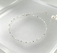 Bracelet en argent sterling S925 fait main par Beadsnice, chaîne carrée scintillante, petit modèle, cadeau