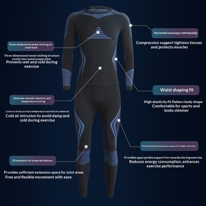 Vêtements de <span class=keywords><strong>ski</strong></span> et de sport d'hiver personnalisés à séchage rapide pour hommes, <span class=keywords><strong>sous</strong></span>-vêtements de compression pour le cyclisme, combinaison chaude anti-humidité pour femmes - Product Image 2