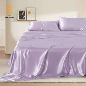 Parure <span class=keywords><strong>de</strong></span> draps en satin certifiée OEKO-TEX, taille Queen, 4 pièces, soyeuse, avec <span class=keywords><strong>sangles</strong></span> élastiques aux coins, poche profonde <span class=keywords><strong>de</strong></span> 15 pouces - Product Image 5