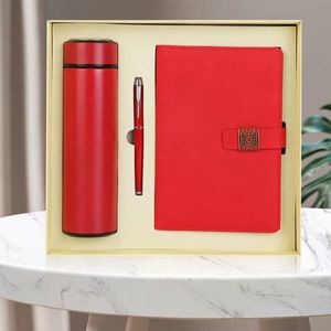 Articles cadeaux 2025, article promotionnel, bloc-notes rouge, bloc-notes de bureau, stylo, ensemble cadeau d'entreprise 3 en 1 - Product Image 2