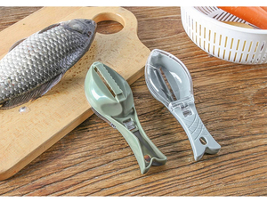Kitchen Accessories Fast Removing Plastic Fish Scale Scraper Cleaning Knife Seafood Tools with Skin Brush Fish - Product Image 3